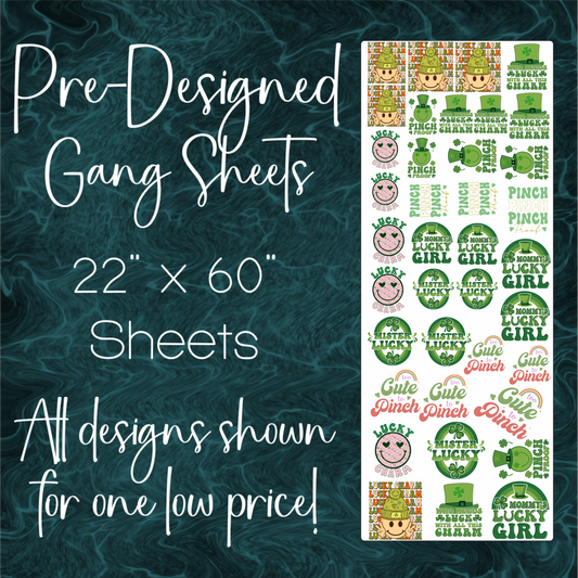 22" x 60" Pre-Made Gang Sheet - St. Patrick's Day 6 - ChildTransfers