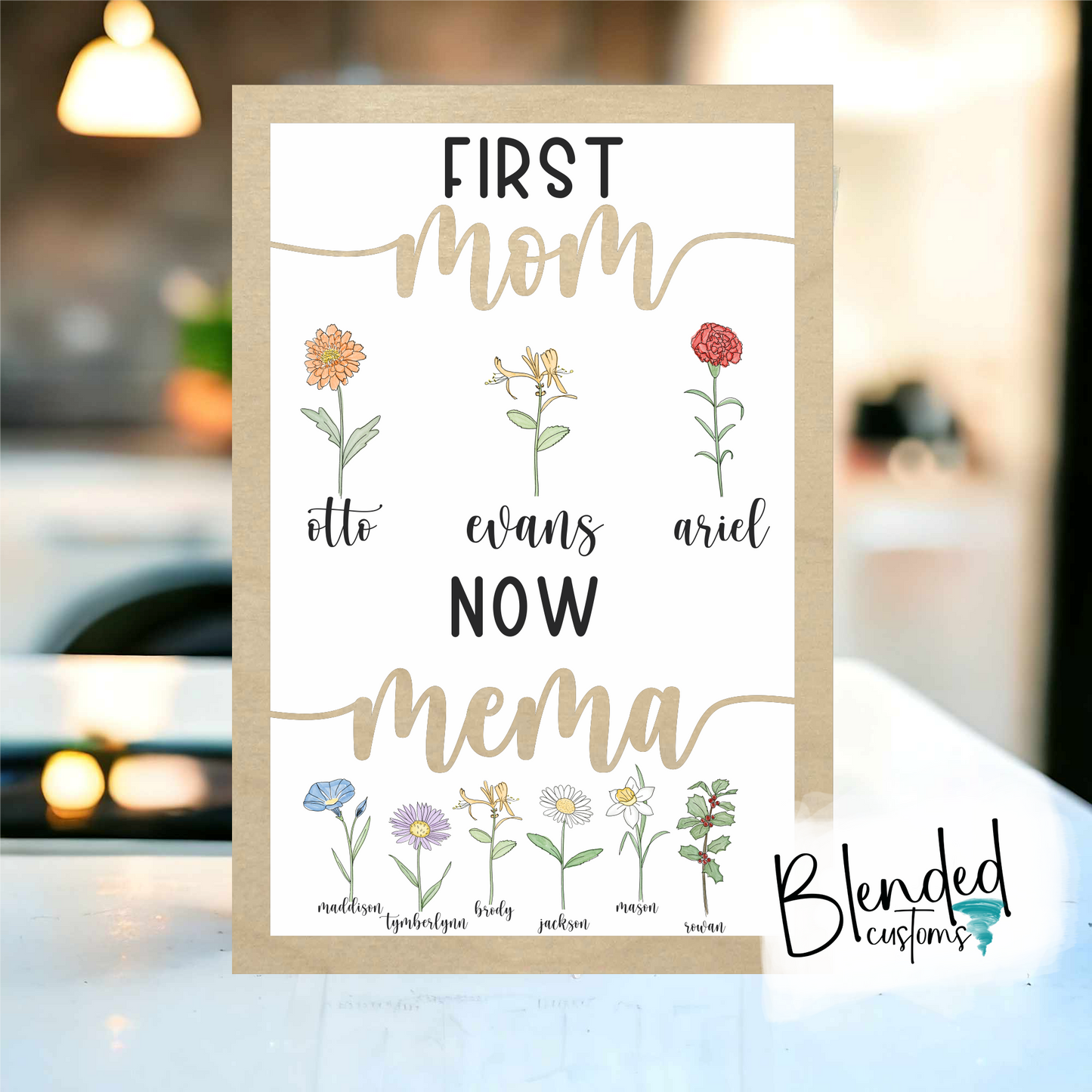First Mom, Then "Personalized Name" Sublimation Blank with Wood Frame