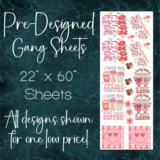 22" x 60" Pre-Made Gang Sheet - Valentine's Day 3