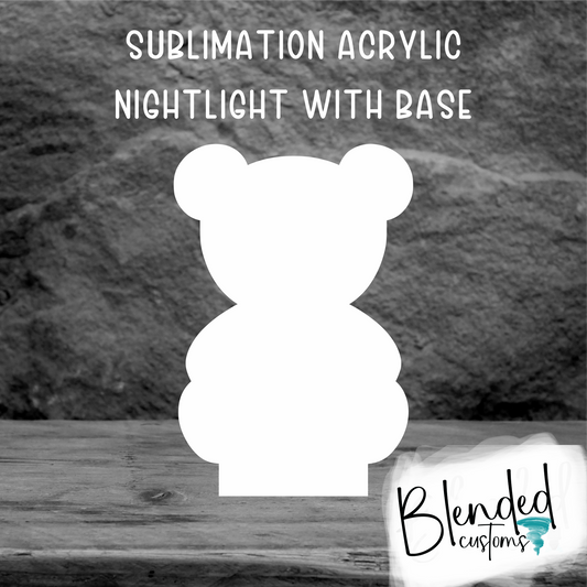 Bear Acrylic Sublimation Nightlight with LED Base