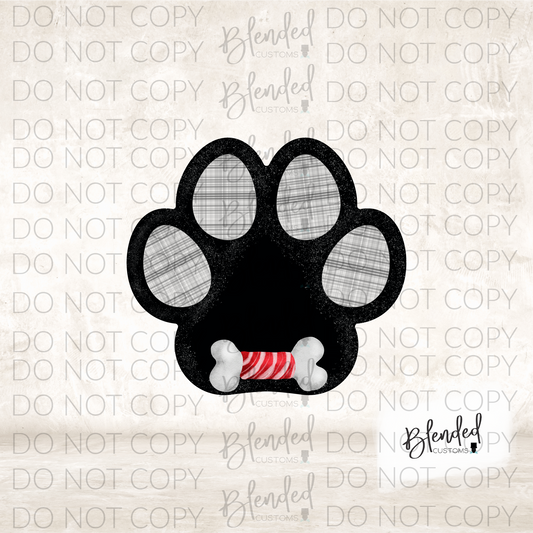 Black Plaid Dog Paw Ornament PNG Download