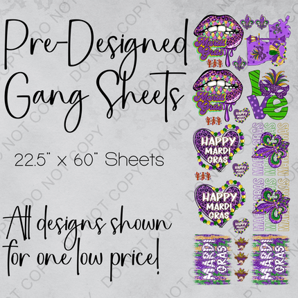 Collection image for: Mardi Gras DTF Pre-Made Gang Sheets
