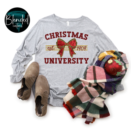 Glitter Bow Christmas University DTF Transfer