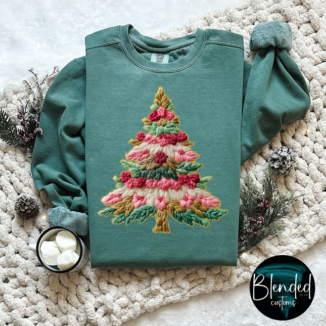 French Knot Christmas Tree DTF Transfer