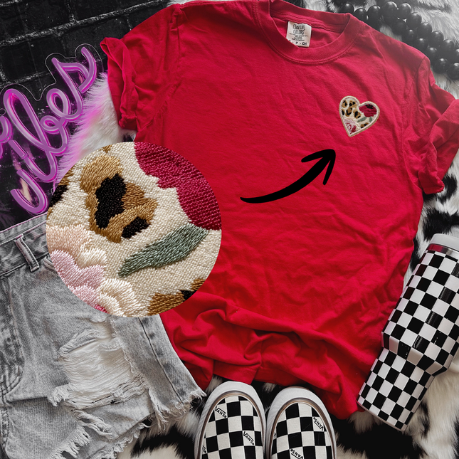 Leopard Valentine's Faux Patch Pocket DTF Transfer