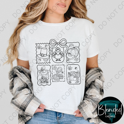 Thanksgiving Line Art Direct to Film Transfer