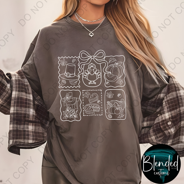 Thanksgiving Line Art Direct to Film Transfer