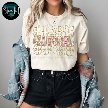 Stacked Gold Floral State DTF Transfer