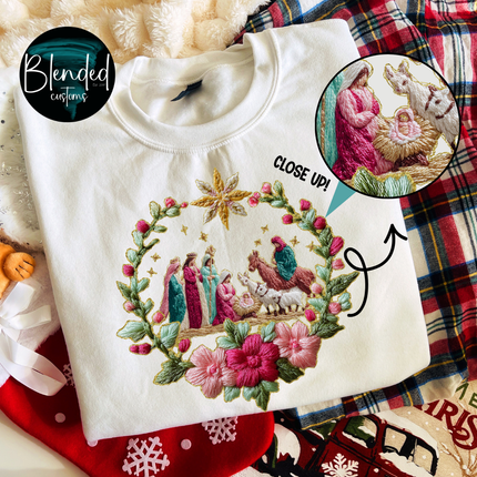 French Knot Nativity DTF Transfer