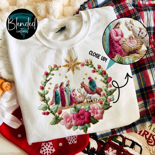 French Knot Nativity DTF Transfer