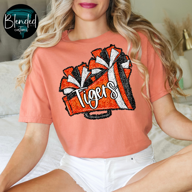Sequin Megaphone & Poms Mascot Custom DTF Transfer