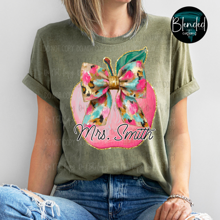 Personalized Painted Teacher Apple DTF Transfer