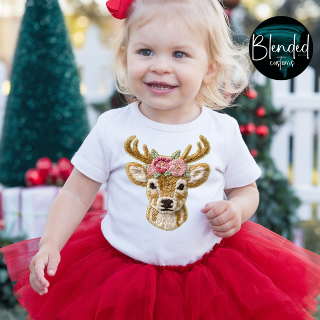 French Knot Reindeer DTF Transfer