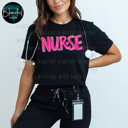 Pink Hearts Nurse DTF Transfer