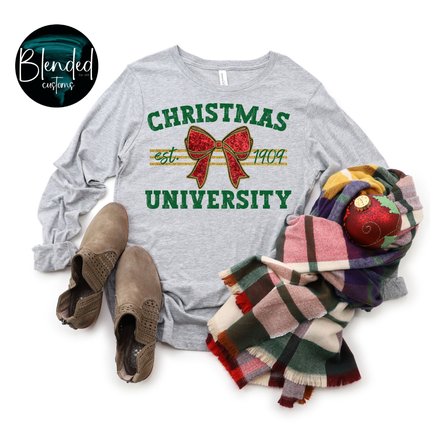 Glitter Bow Christmas University DTF Transfer