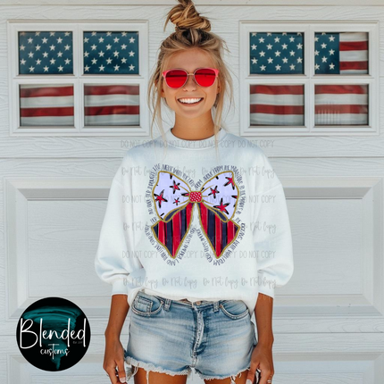 Patriotic Bow w/ Word Border DTF Transfer