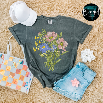 Embroidered Bouquet DTF Transfer