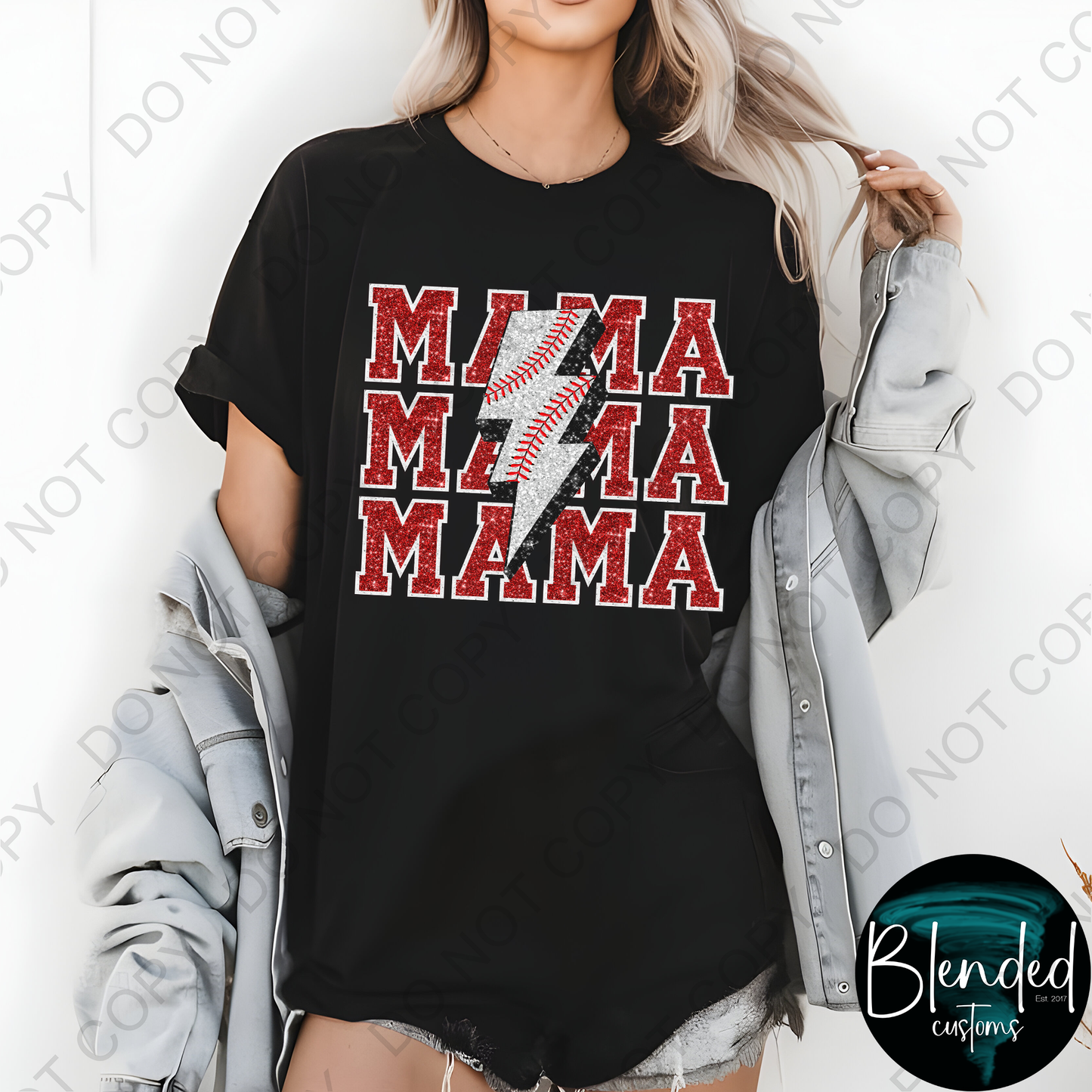 Mama Glitter Baseball Mascot DTF Transfer