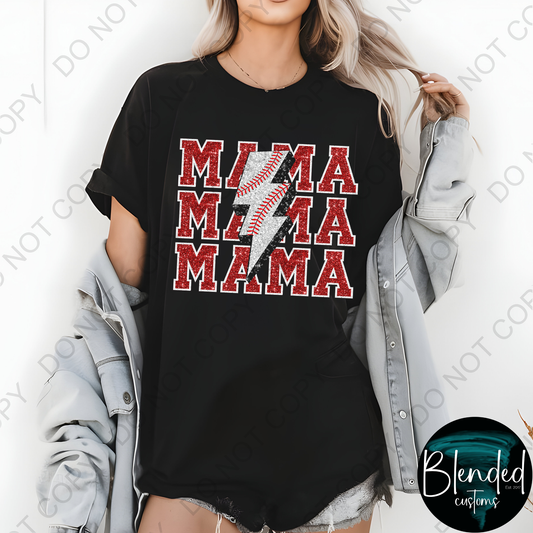 Mama Glitter Baseball Mascot DTF Transfer