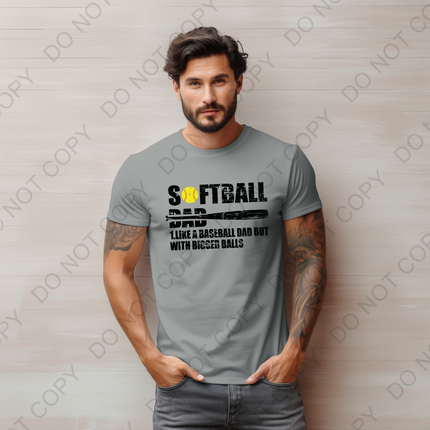 Softball Dad Black Direct to Film Transfer