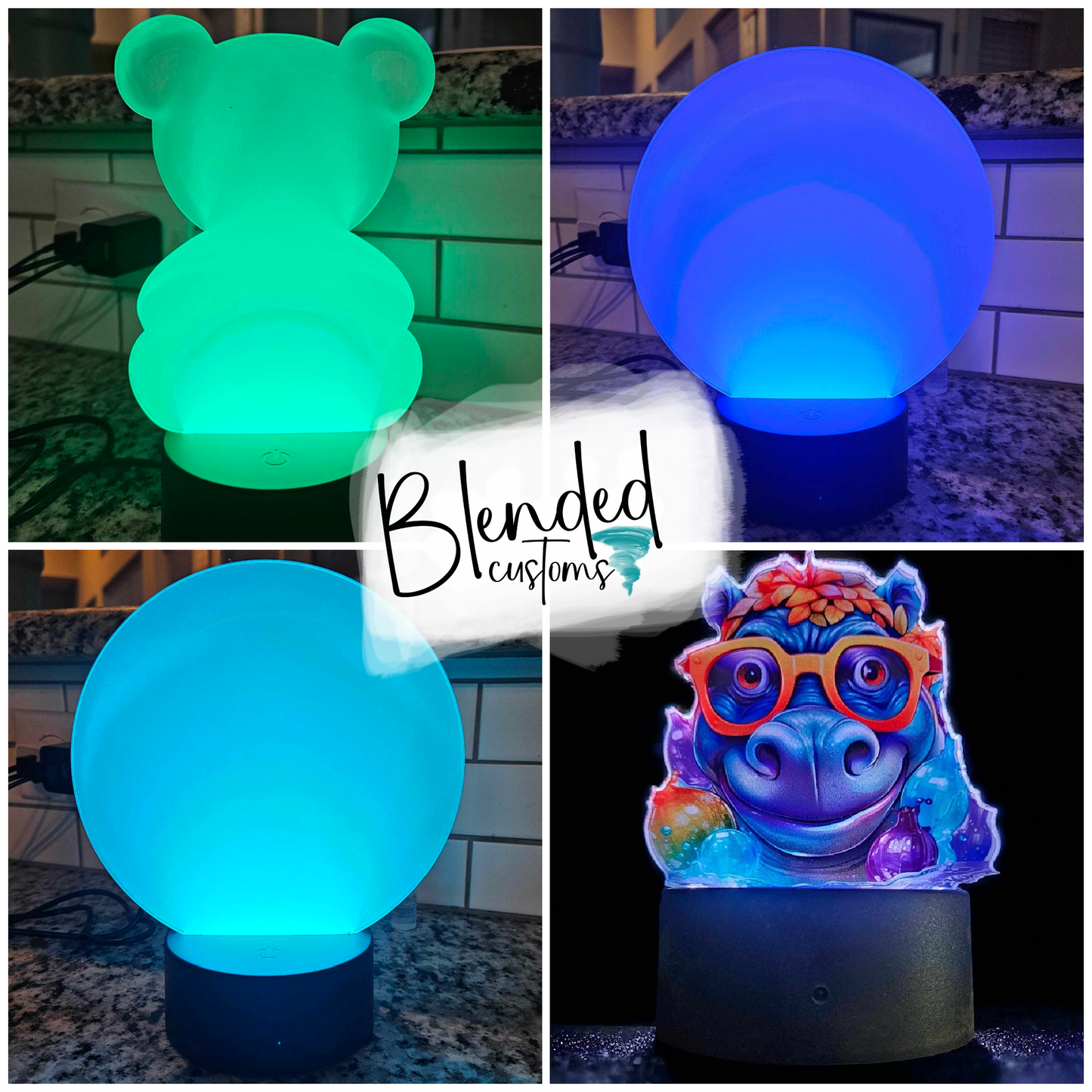 Hippo Acrylic Sublimation Nightlight with LED Base