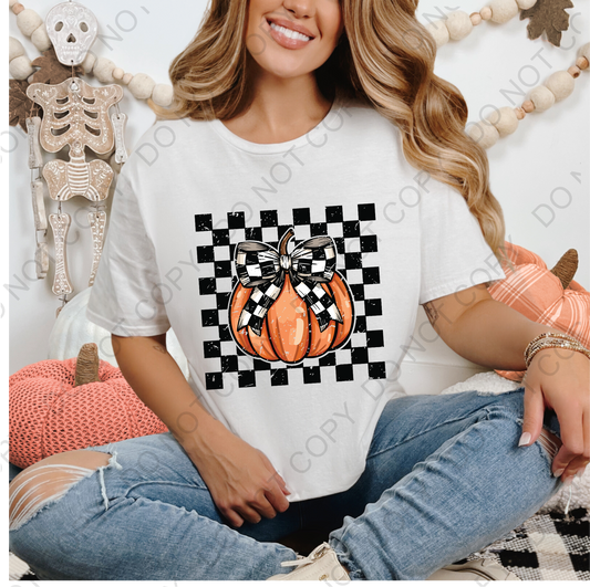 Checkered Pumpkin Direct to Film Transfer