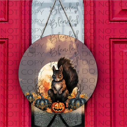 Fall Squirrel Fire Round PNG Download