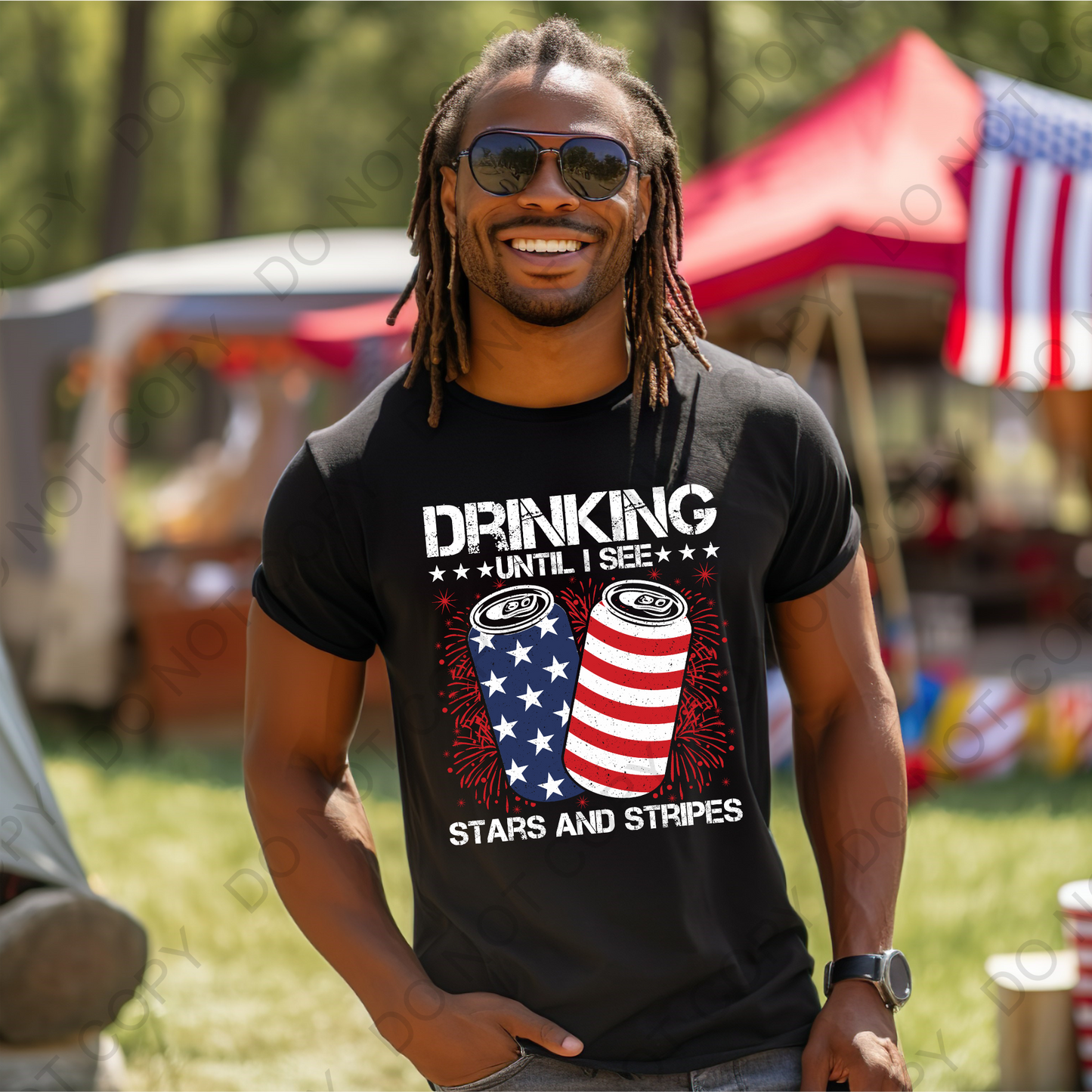 Drinking Until I See Stars & Stripes Direct to Film Transfer