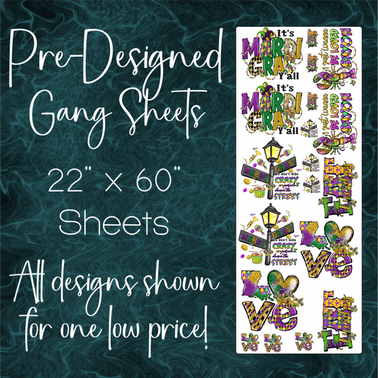 22.5" x 60" Pre-Made Gang Sheet - Mardi Gras 2