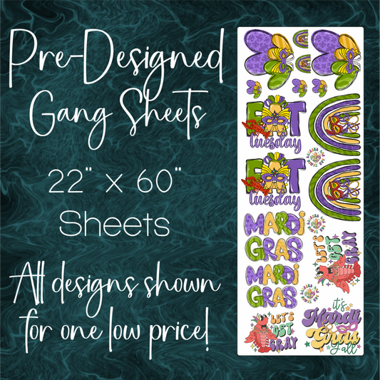 22.5" x 60" Pre-Made Gang Sheet - Mardi Gras 3