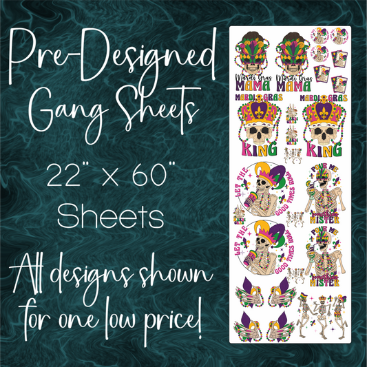 22.5" x 60" Pre-Made Gang Sheet - Mardi Gras 5