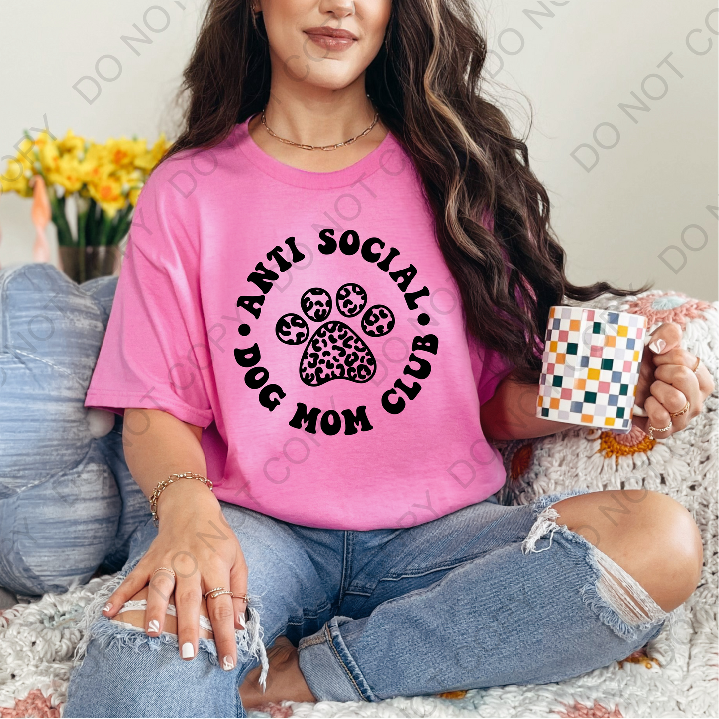 Anti-Social Dog Mom Club DTF Transfer - Black