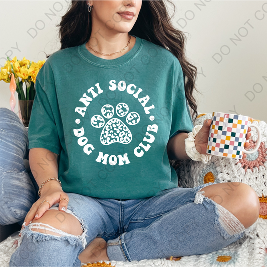 Anti-Social Dog Mom Club DTF Transfer - White