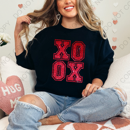 Faux Glitter XOXO DTF Transfer- Red