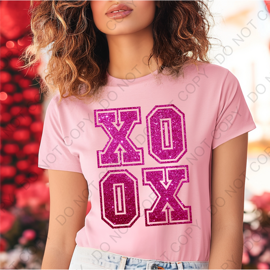 Faux Glitter XOXO DTF Transfer- Pink