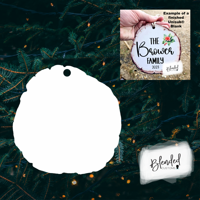 Live Edge Wooden Round Sublimation Christmas Ornament - Set of 10