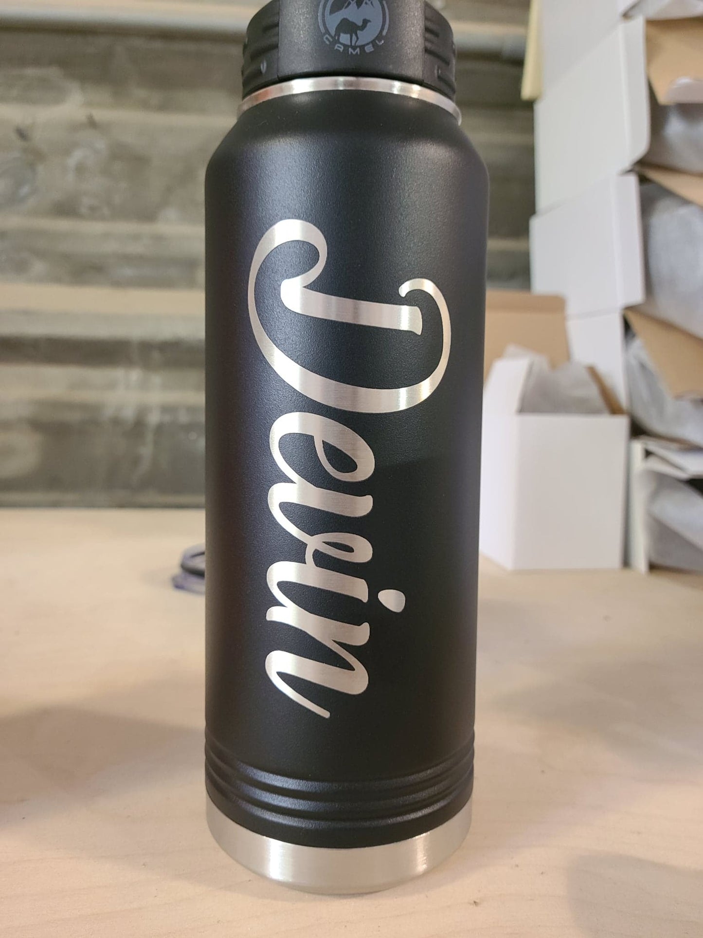 Custom Text Laser Engraved Water Bottle