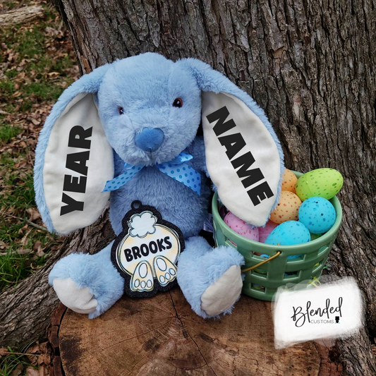 Easter Bunny Plushie with Glitter Easter Basket Tag