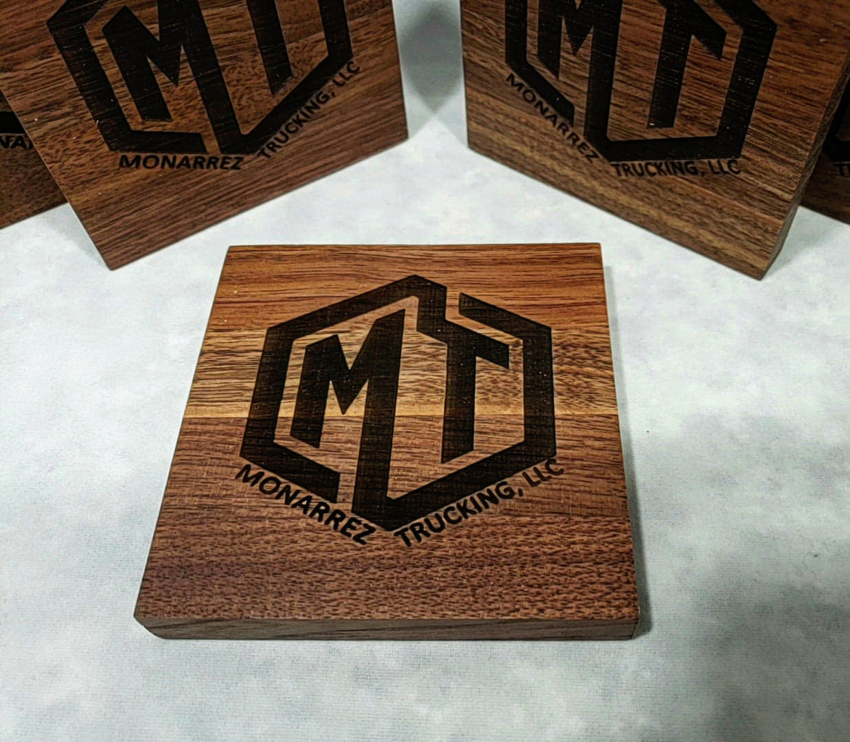 Business Logo Black Walnut Coasters - Set of 4