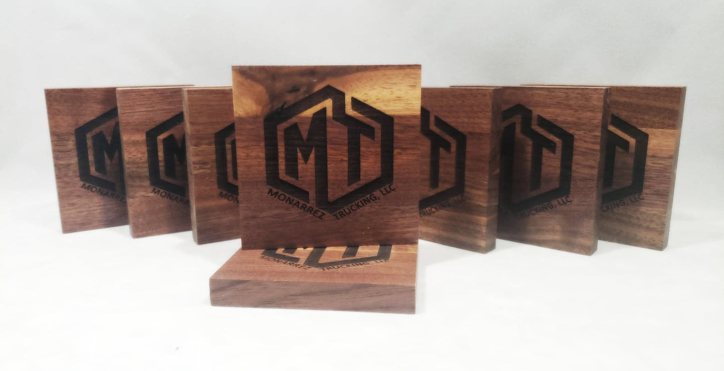 Business Logo Black Walnut Coasters - Set of 4