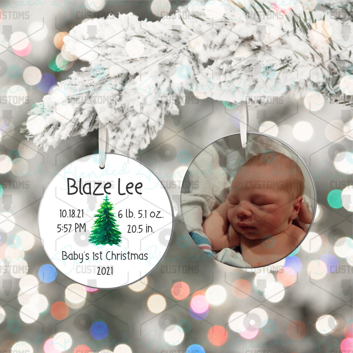 Double Side Personalized Baby's First Christmas Ornament