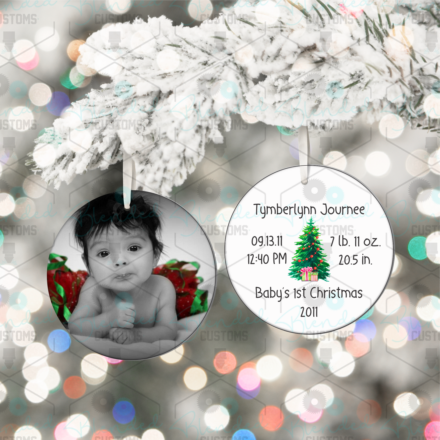 Double Side Personalized Baby's First Christmas Ornament