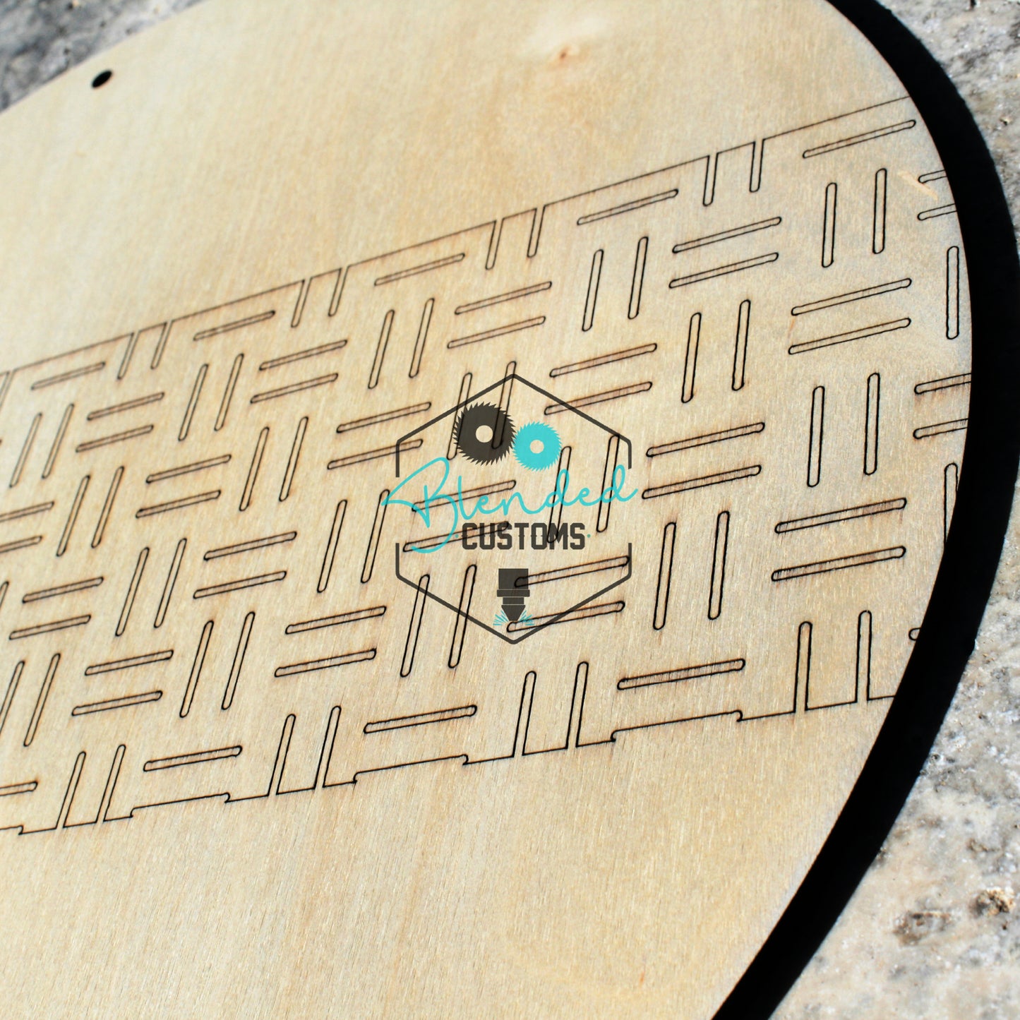 Round Laser Cut Round with Line Laser Scored Design