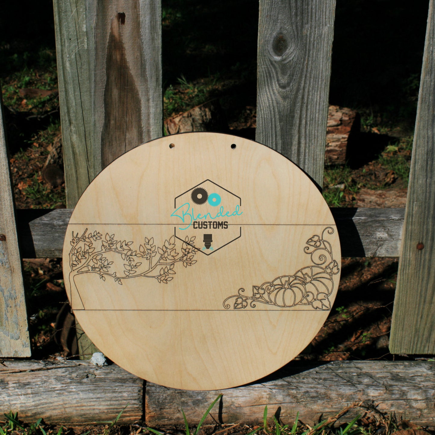 Round Laser Cut Round with Fall Laser Scored Design