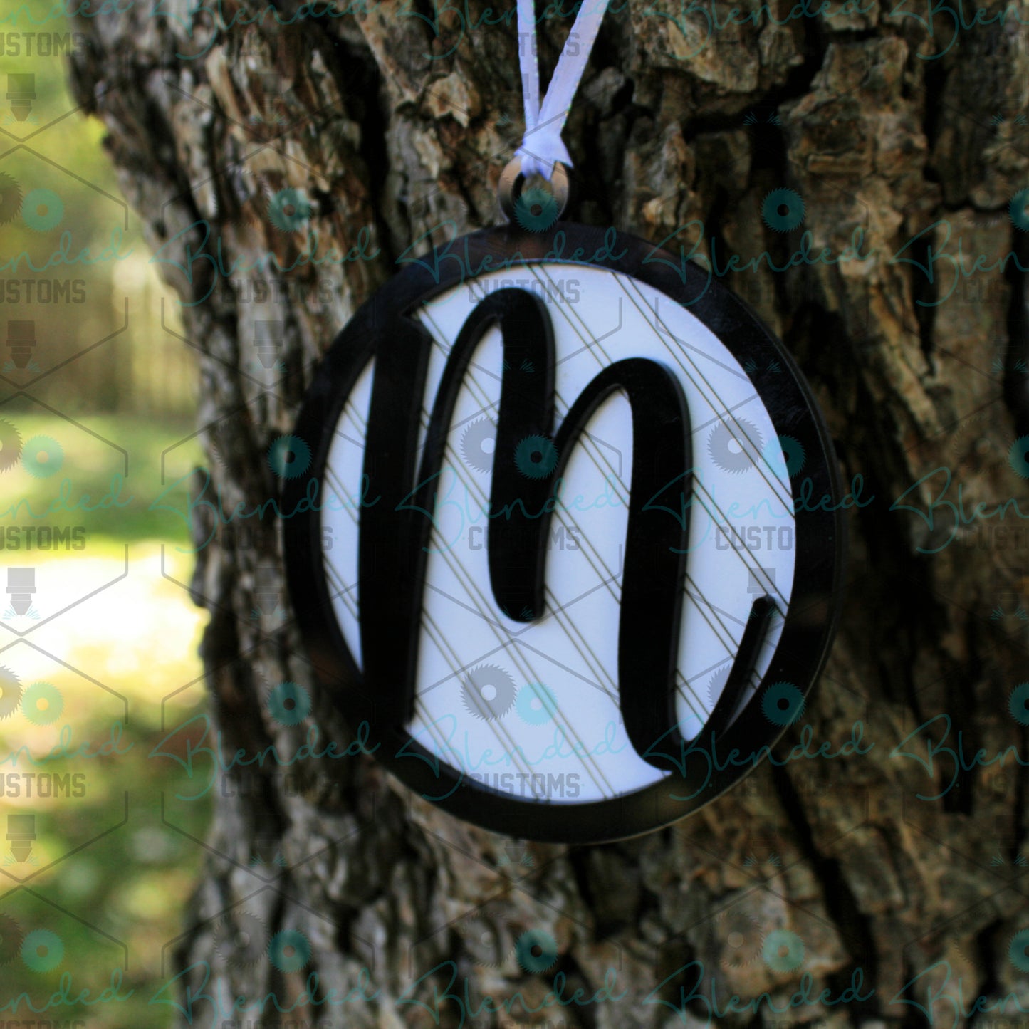 Round Initial Acrylic with Circle Sublimation Blank Christmas Ornament