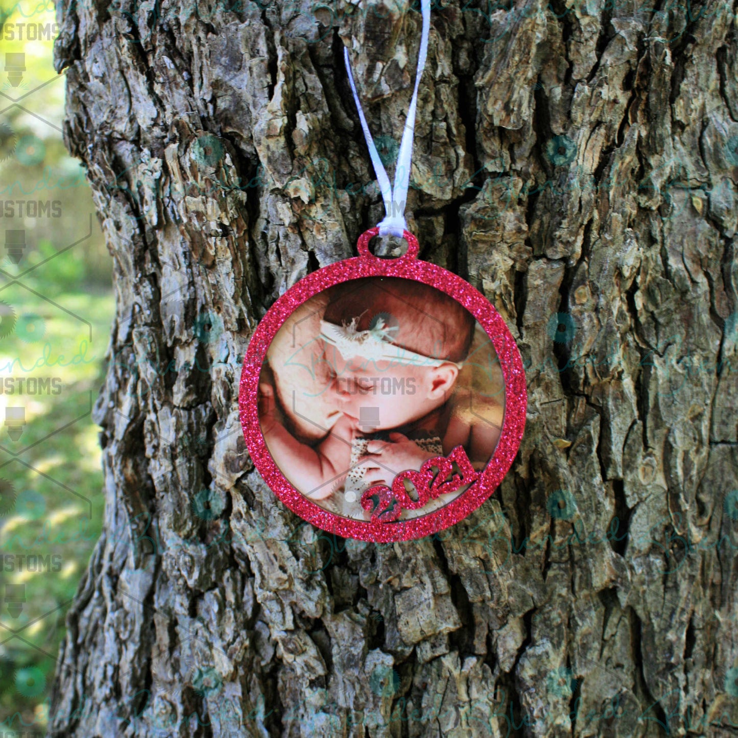 2022 Glitter Christmas Ornament with Custom Photo