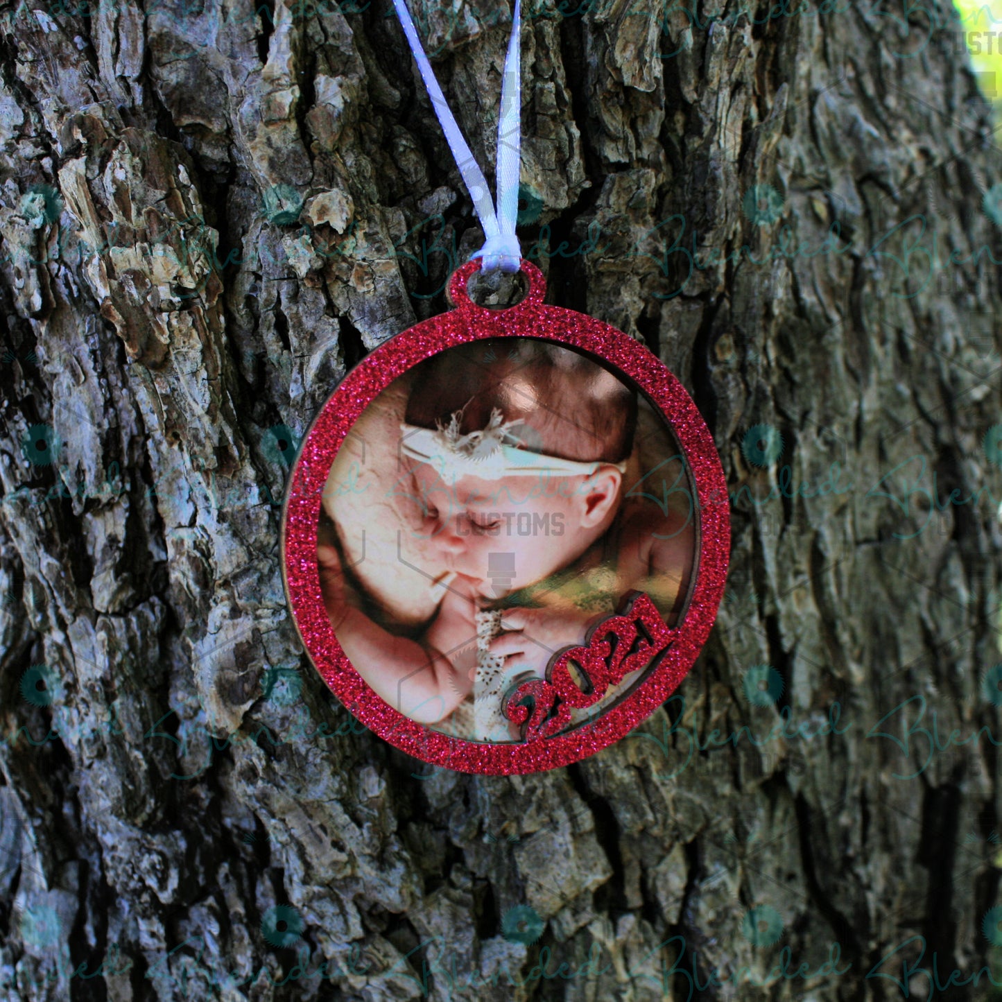 2022 Glitter Christmas Ornament with Custom Photo