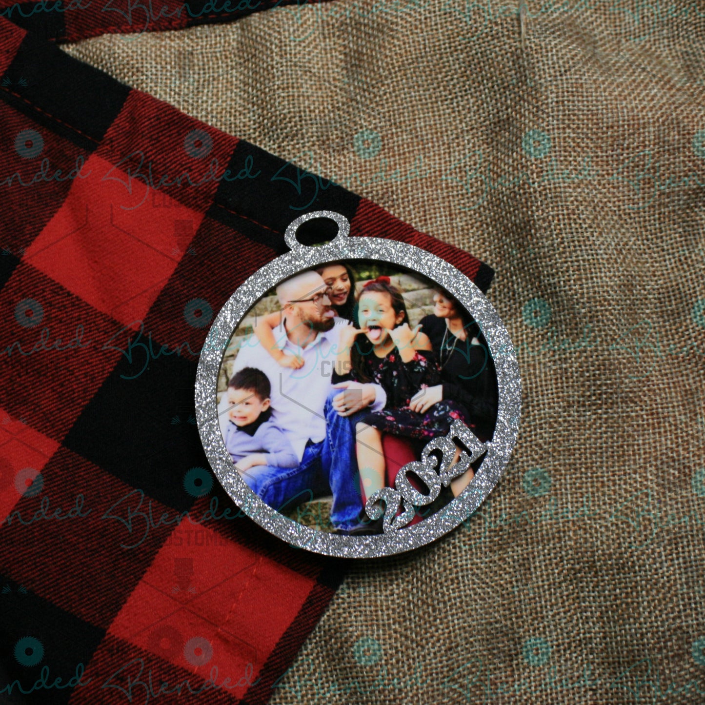 2022 Glitter Christmas Ornament with Custom Photo