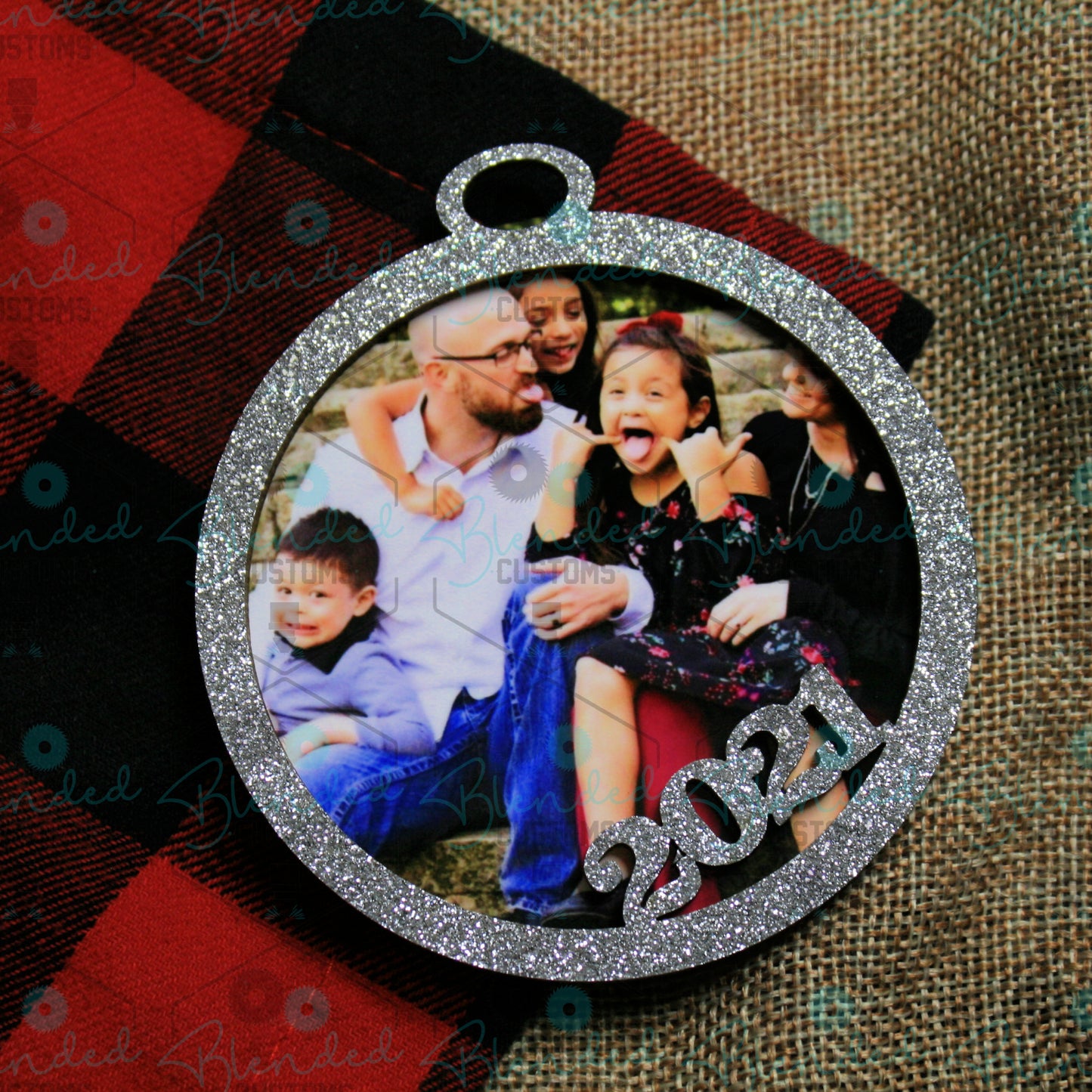 2022 Glitter Christmas Ornament with Custom Photo