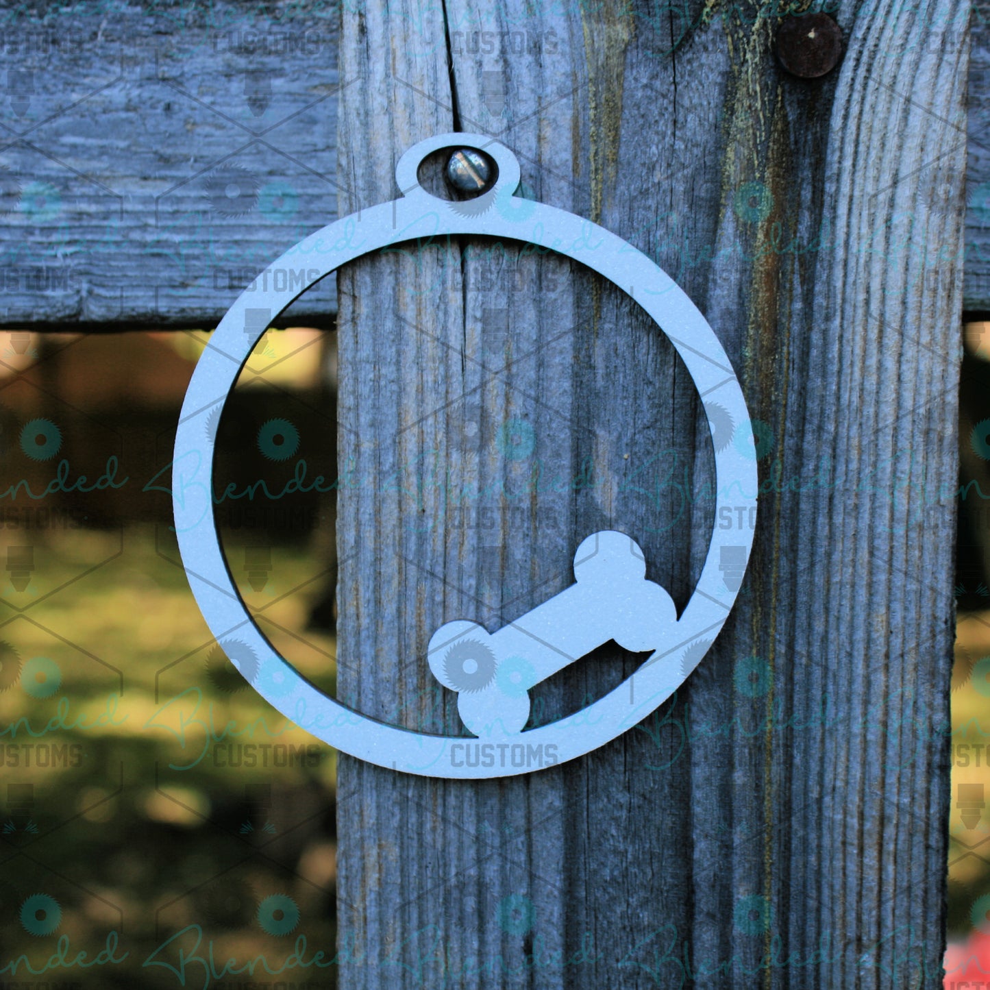 Dog Bone Glitter Christmas Ornament with Custom Photo